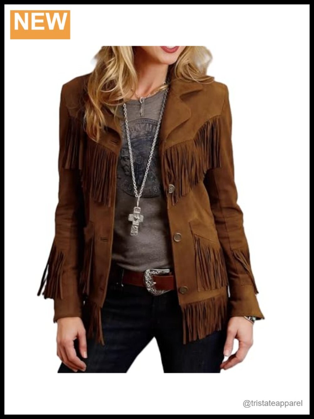 Genuine Suede Leather Fringe Motorcycle Jacket Women Zip Tassel Retro